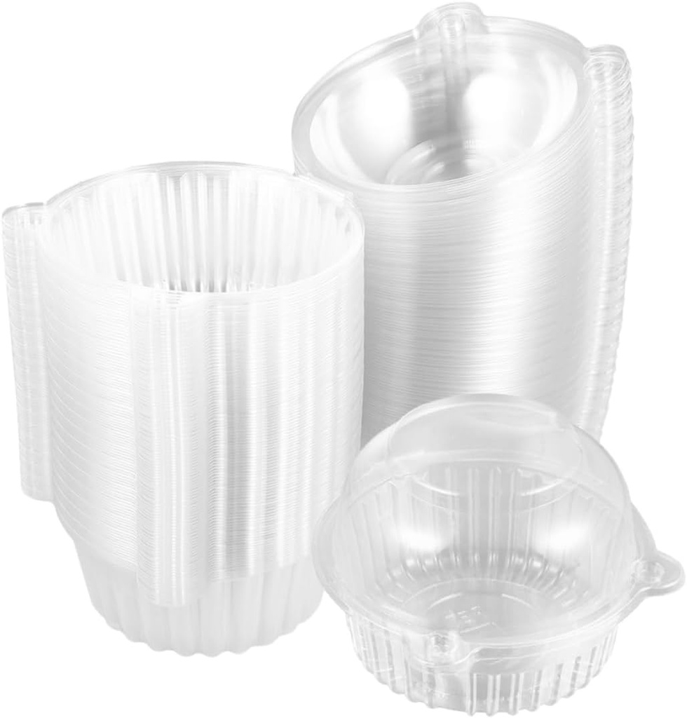 100Pcs Cat Head Shape Clear Cupcake Box Individual Muffin Carrier for Donuts and Treats for Home Baking Christmas Party Accessory