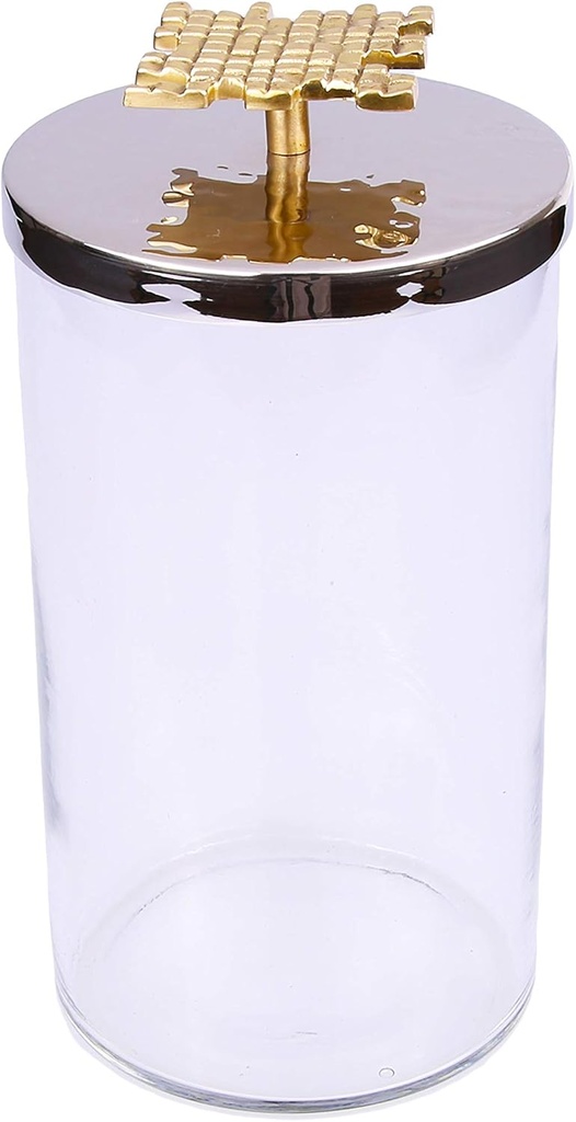 6.25" Glass Canister and Stainless Steel Lid with Mosaic Design