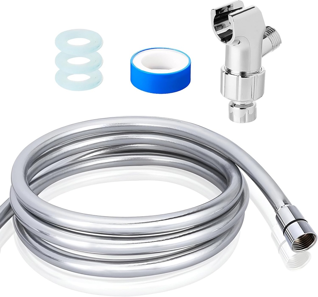Maas and Bath Shower Hose & Bracket Accessories Kit - Fast & Easy Setup, Reliable and Leak Proof, Durable Long Hose for Improved Hand Held Showerhead Range & Water Pressure