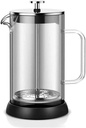 French Press Coffee Tea Maker, Heat Resistant Glass 3 Level Filtration System, Borosilicate Glass Coffee Press Glass Teapot Large Coffee Pot, 1000ML