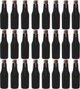 Beer Bottle Cooler Sleeves, Standard Zip-up Extra Thick Neoprene Insulated Sleeve-Keep Beer Cold and Hands Warm, Non-slip 12 OZ Longneck Bottle Holder with Bottle Opener (Black, 24 Pack)