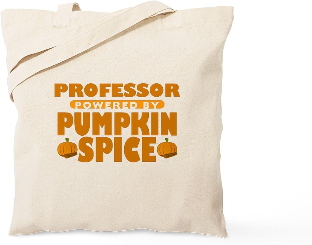 CafePress Professor Powered By Pumpkin Spice Tote Bag Reusable Natural Beige Canvas Shopping Bag