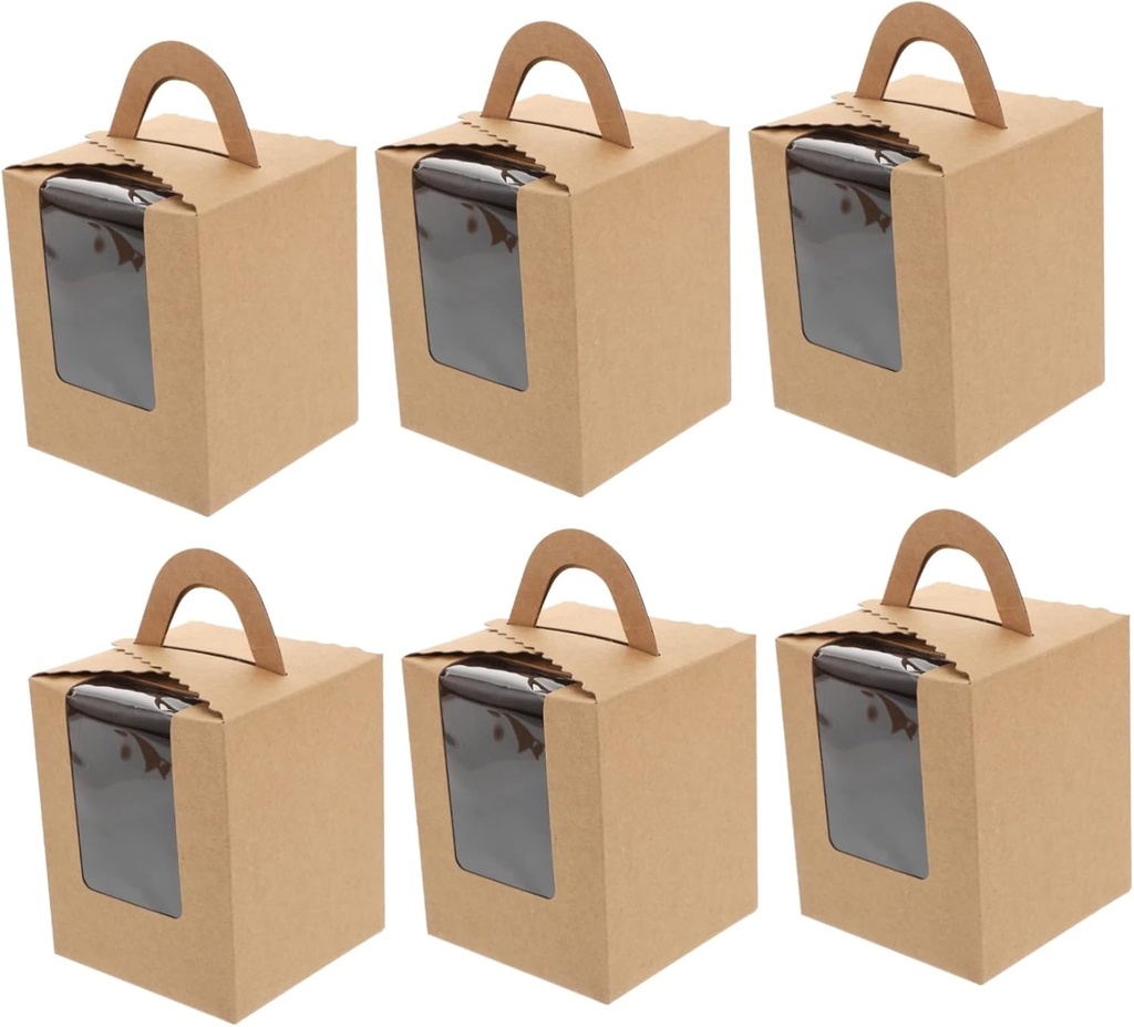 20pcs Cupcake Boxes with Handle Elegant Dessert Packaging for Egg Tarts and Muffins for Weddings Birthdays and Holidays Sturdy and Safe Cardboard Design