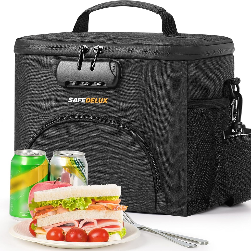Insulated Lunch Bag with Combination Lock - Durable, Leakproof, Soft Cooler Bag with Adjustable Shoulder Strap for Men Women