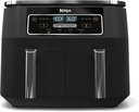 Ninja Foodi XL 4-in-1 Dual Air Fryer with DualZone Technology, Dual 4-Quart Baskets, Smart Finish, Dehydrate Function, 8 Quart Capacity, Wide Temp Range, Dishwasher-Safe, Black – Model DZ100