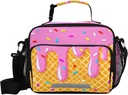 Ice Cream Pink Lunch Bag for Women Men Summer Cute Insulated Cooler Tote Bag with Adjustable Shoulder Strap Large Capacity Picnic Lunch Box Outdoor for Adult Office
