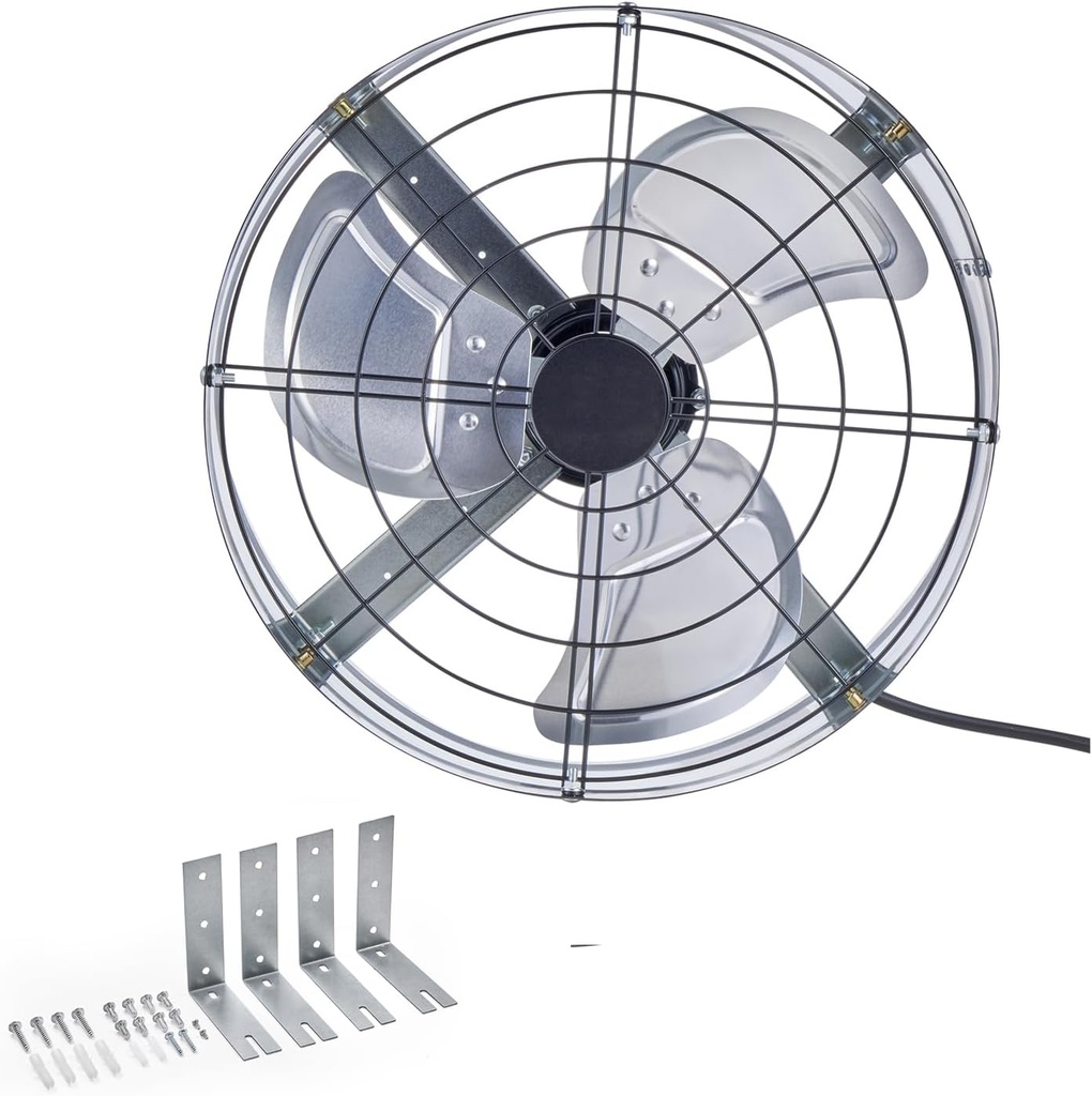Happybuy Gable Mount Fan, 15-Inch Attic Exhaust Fan with Adjustable Thermostat & Outer Mesh