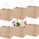 Lemecima 6 Pcs Large Jute Burlap Gift Bags Jute Beach Bags Gift Bags with Laminated Interior Burlap Gift Tote with Handle, Reusable Gift Bags for DIY Wedding, brown, AM553227_1