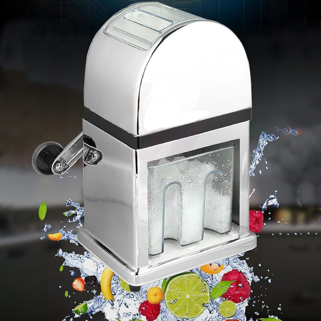 304 Stainless Steel Manual Ice Crusher Shaver Machine, Hand Crank Crushed Ice Maker for Home Use, Portable Snow Cone Machine, Slushy Maker Machine for Fast Coarse, Fine Chips Slushies