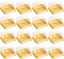 DOITOOL 100Pack Plastic Single Individual Cupcake Muffin Dome Holders, Moon Cake Box Stand, Mooncake Packaging Box with Covers, Cookies Muffins Dome Box Transparent Dessert Boxes- Golden ( 5. 7x5.