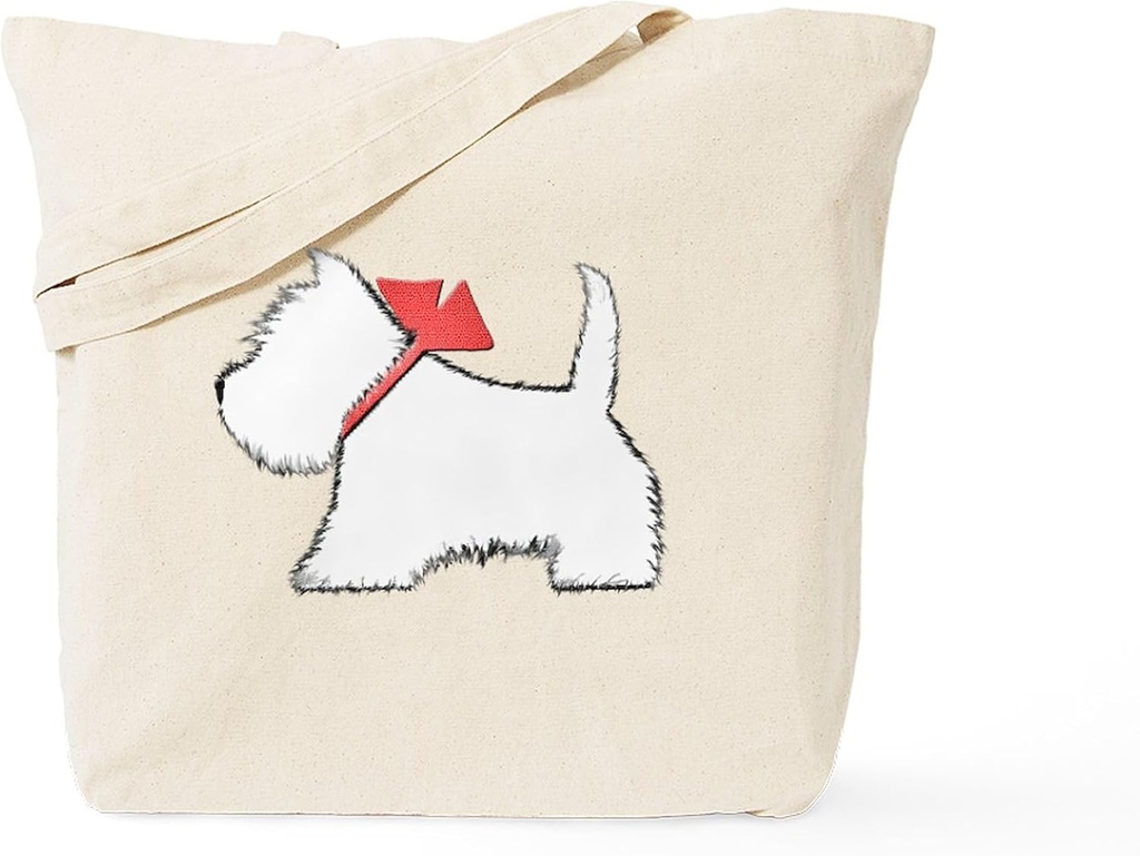 CafePress Cute Westie Dog Art Tote Bag Reusable Natural Beige Canvas Shopping Bag