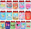 16 Pcs Beer Can Sleeves Neoprene Can Cooler Sleeves Funny Can Cover Insulated Beach Themed for Beverages Soda Bottles Summer Party Favors