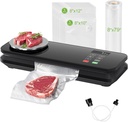 Food Vacuum Sealer Machine, 90KPA with Kitchen Scale, One-Touch Automatic, Multiple Modes​​, with 10 Sealer Bags and 1 roll, Built-in Cutter, Black