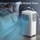 ZAFRO 10000BTU Portable Air Conditioner Cooling, Dehumidifier & Fan, 3 Speed, Remote Control, 24-Hour Timer, LED Display