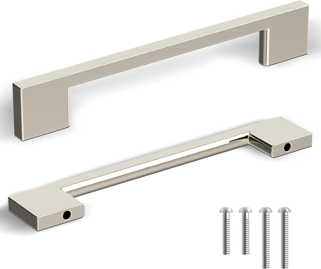 Southern Hills Brushed Nickel Cabinet Pulls - 128mm - Satin Nickel Drawer Handles, Modern Kitchen Cabinet Handles, Silver Kitchen Handles for Cabinets and Drawer Pulls, Cupboard Door Hardware