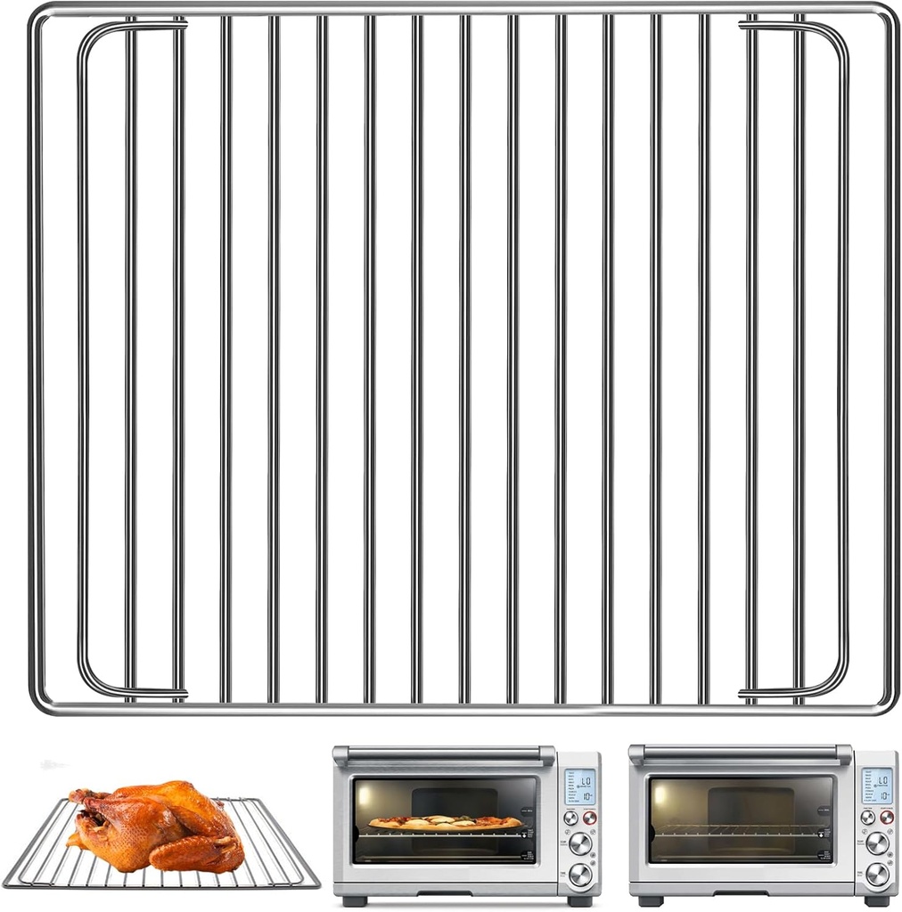 Smart Oven Rack for Breville Air Fryer Countertop Oven BOV845BSS, 14''×11.6'' Stainless Steel Air Fryer Accessories Replacement Parts Roasting Steamer Grill Racks Baking Tray，Dishwasher safe