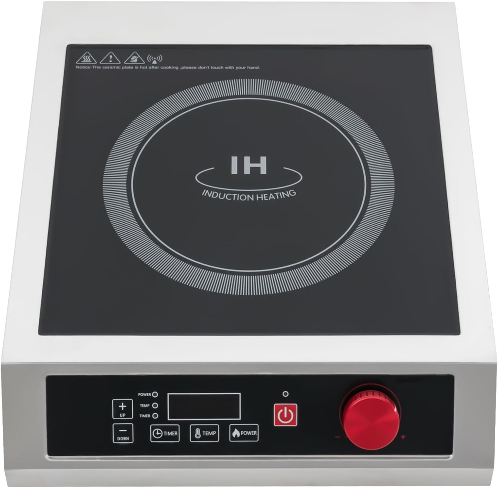 3500W AC 110-240V Commercial Induction Cooktop, Powerful Electric Induction Burner, Touch/Knob Control Countertop Electric Stove, Applicable Pan Bottom Diameter ≤9.84in