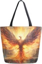 ALAZA Phoenix Canvas Tote Bag for Women Travel Work Shopping Grocery Top Handle Purses Large Totes Reusable Handbags Cotton Shoulder Bags