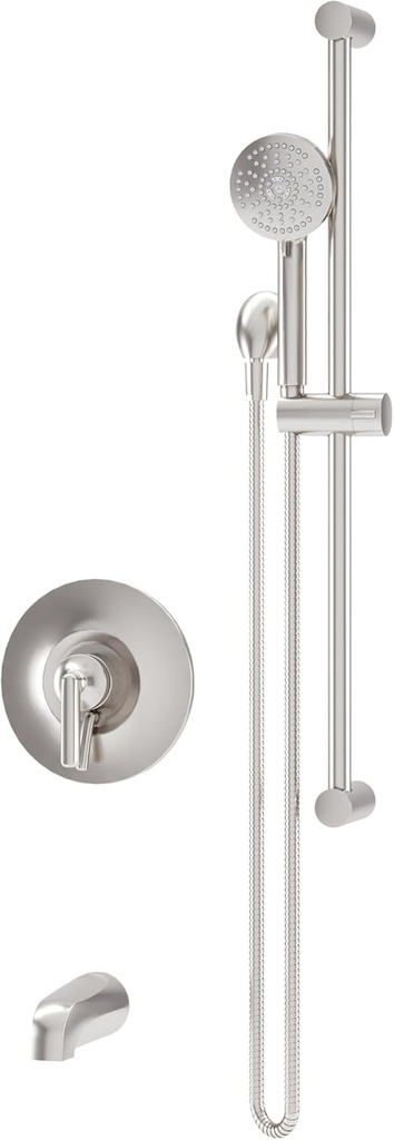 Symmons Birch Tub and Hand Shower Trim with VersaFlex Integral Diverter in Satin Nickel