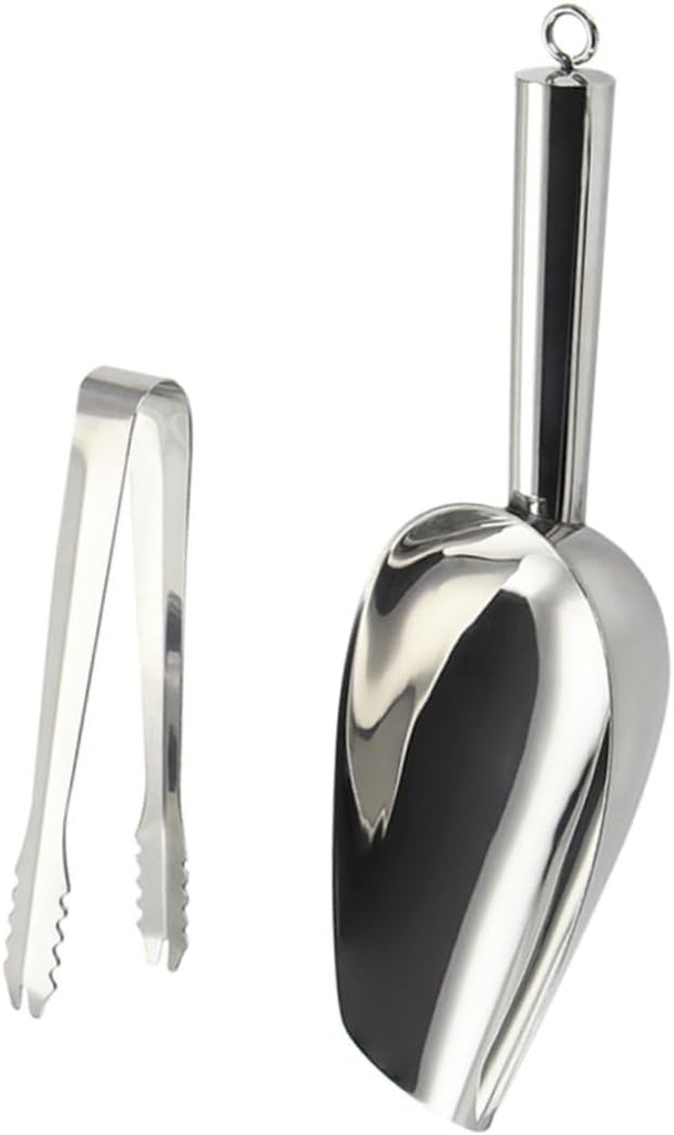 Ergonomic Ice Scoop and Tong Stainless Steel Food Scoop Clip Small and Light for Kitchen Use