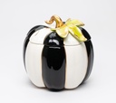 Cosmos Gifts Fine Ceramic Thanksgiving Harvest Black & White Pumpkin Cookie Candy Jar, 6-1/2"