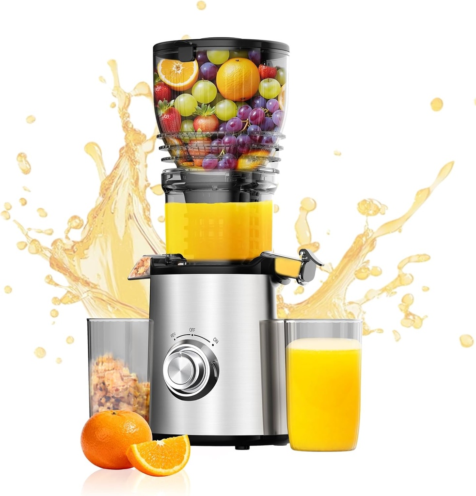 Cold Press Juicer Machines - 5.8" Wide Feed Chute, Easy To Clean, Slow Masticating Juicer Machines for Vegetable and Fruit, 300w Compact Juicers High Juice Yield
