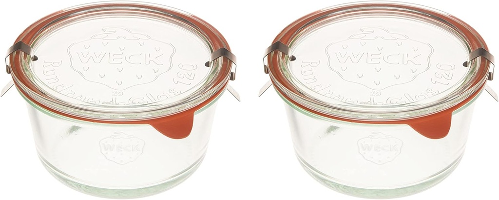 Weck Canning Jars Medium Bowl 565-15.2 fl. oz Weck Mold Jar made of Transparent Glass - Eco-Friendly Canning Jar - Food Storage Container with Airtight Lid - 2 Jars with Glass Lids