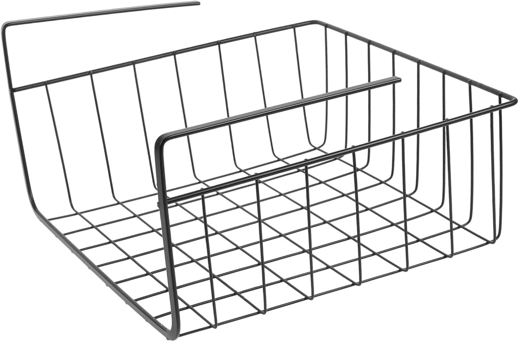 Unomor Black under Shelf Wire Basket Space-saving Storage Organizer for Kitchen Pantry and Office Versatile Hanging Design for Efficient Use of Cabinet Space