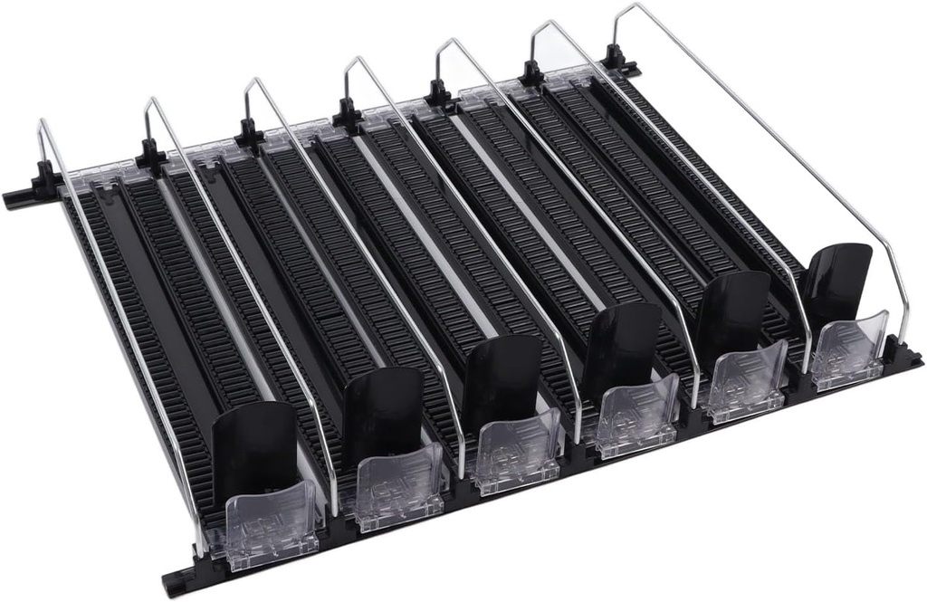 15in Automatic Self Pushing e Drink Holder with Width for F Large Acity 6 Rows Soda and Dispenser (Black)