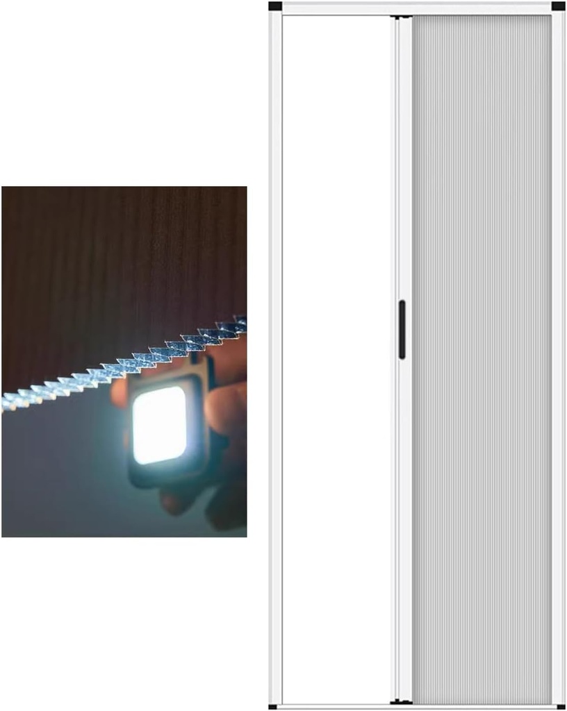 ZIMGOD Accordion Door Blackout White Retractable Door, Non-Woven & Aluminum Frame Accordion Gate, Bedroom Wardrobe Sliding Doors, No Drilling Folding Doors Partition(59x195cm (23 1/4 x 76 3/4"))