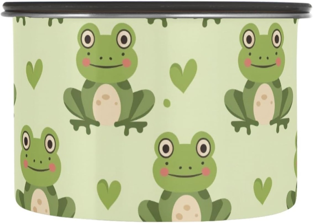 ALAZA Frogs Hearts Airtight Coffee Bean Canister 17oz Food Storage Containers with Lids For Gournd, Tea, Sugar, Flour, Rice, Cereal, Candy Cookie Jar