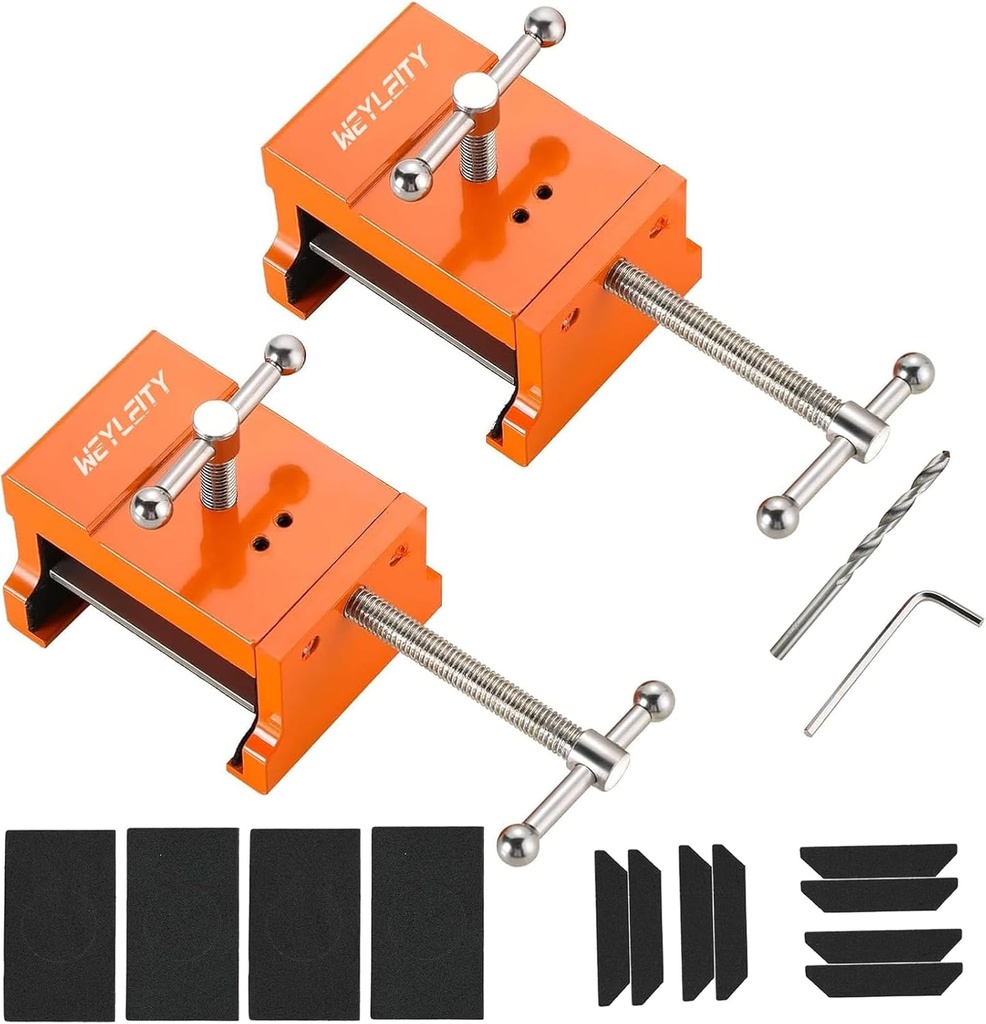 Cabinet Installation Clamps | Cabinetry Clamp for Easy and Quick Face Frame Installation, Cabinet Clamps with Two Side Screws and Drill Hole Guide Cabinet Installation Tools, Orange (2)