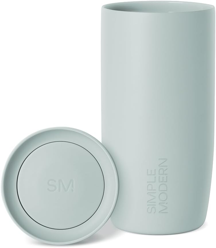 Simple Modern Travel Coffee Mug Tumbler with 360° Lid | Ceramic-Lined Insulated Stainless Steel Cold Brew Iced Coffee Cup | Gifts for Women Men Her Him | Voyager Signature | 16oz | Sea Glass Sage