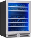 Zephyr Presrv 24" Wine Fridge Dual Zone Under Counter - Countertop Mini Wine Cooler Cellars Small Cabinet Wine Refrigerator Home Bar Chiller Freestanding with Glass Door, 45 Bottles 750ml