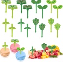 16 Pieces Bento Box Mini Food Picks, Reusable Kids Fruit Fork Toothpick Decoration Fruit Fork Decoration Mini Plant Pattern Toothpicks for Food Picks