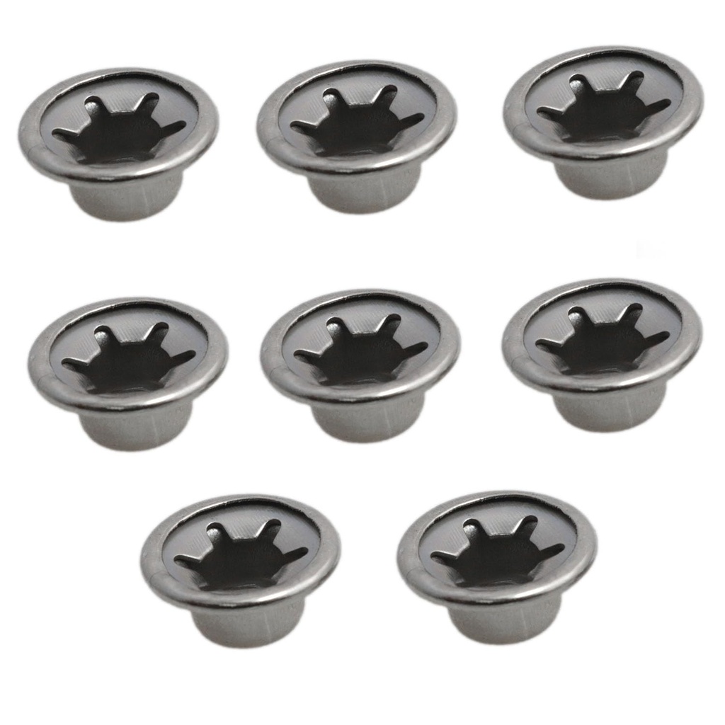 8PCS Silver Push Nut Caps, Round Metal Alloy Axle Cap Nuts, 1/4 inch, 16.5mm, 6.7mm
