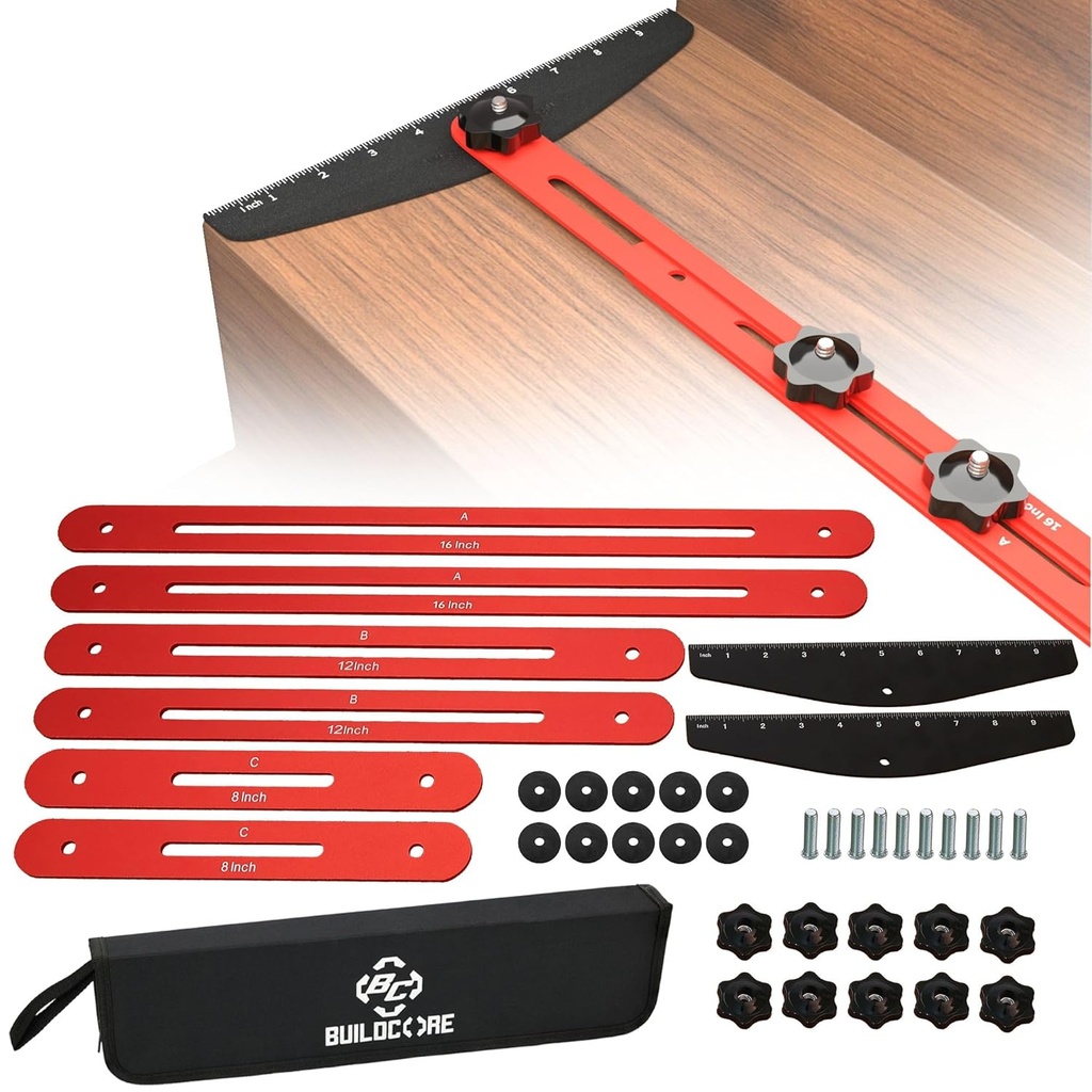 Stair Tread Template Tool Jig - Stair Measuring Tool with Angle Mark, Precision Laser Stair Step Scribe Tool, Durable Aluminum Alloy Stair Tread Jig for Accurate Measurement