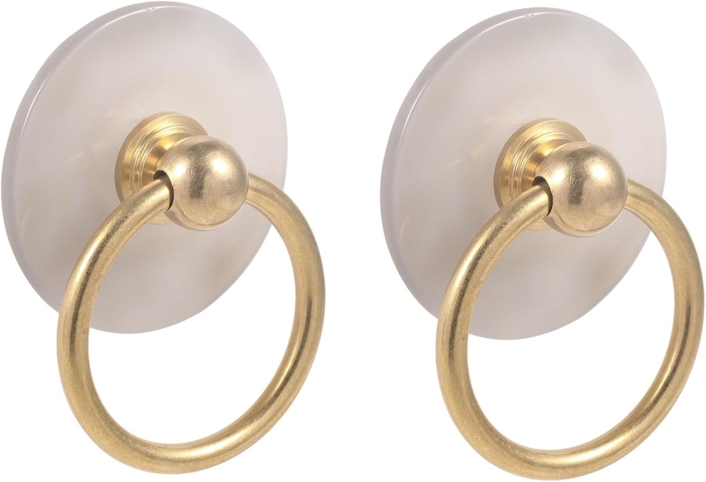 Rockcloud Pack of 2 Agate Slice Drawer Knobs Handmade Round Pull Handle Door Pulls for Cabinet Kitchen Cupboard, Natural Color