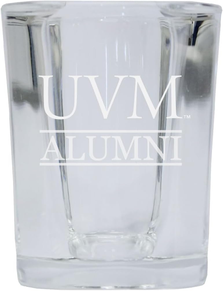 R and R Imports Vermont Catamounts 2 Ounce Etched Alumni Square Shot Glass Officially Licensed Collegiate Product