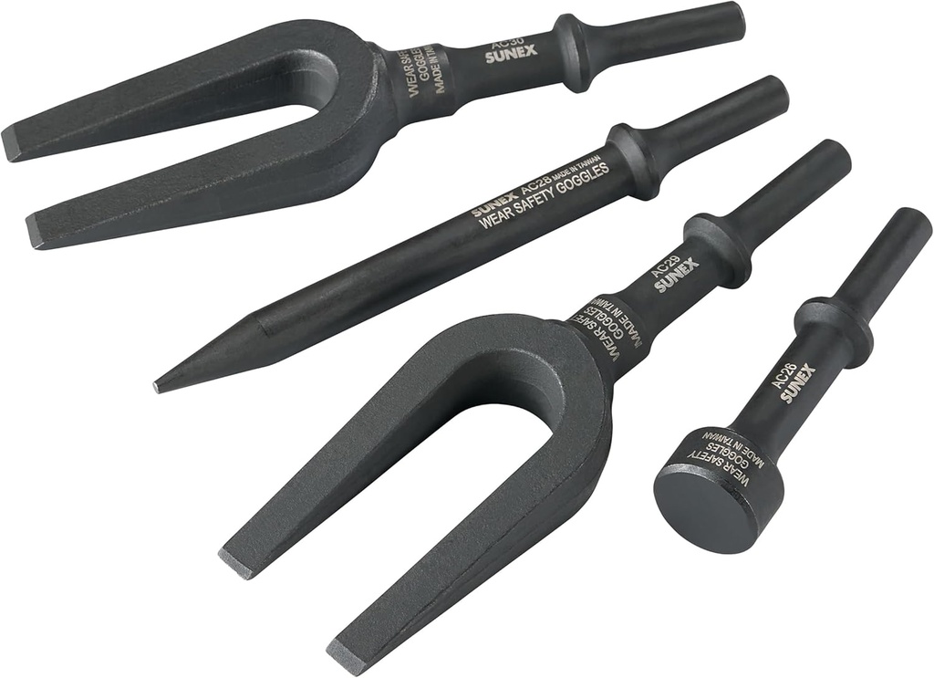 SUNEX TOOLS ACS4 Air Hammer Chisel Pneumatic Separator Set in Portable Tool Roll, 4-Piece