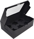 15pcs Black Cupcake Boxes, 6 Cupcake Container with Inserts and Window, 9.4’’ × 6.3’’ × 3’’ Cardboard Cupcake Box, Disposable Cupcake Box for Cake, Muffins, Macaron