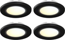 4 Inch LED Mini Surface Mount Light, Recessed Trim, Small Flush Mount Ceiling Light for Hallway, Bathroom, Kitchen, 120V, 60W Replacement, 5CCT Selectable, ETL, Wet Rated, Black/4 Packs