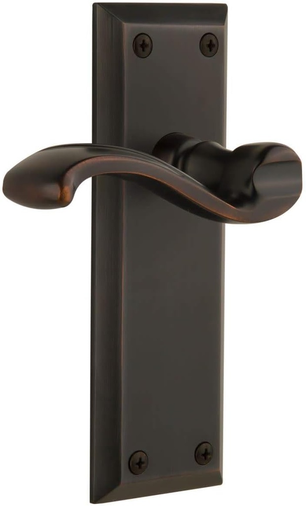 Grandeur FAVPRT_PRV_234 Fifth Avenue Solid Brass Rose Right Handed Privacy Door Lever Set with Portofino Lever and 2-3/4" Backset - Timeless Bronze