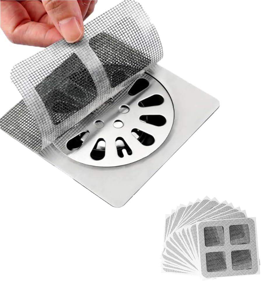 Disposable Hair Drain Stickers, 2025 Disposable Shower Drain Cover Hair Catcher Bathroom Shower Drain Protector, Mesh Cover Floor Drain Sticker for Kitchen Bathroom Tub (10)