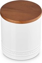 Le Creuset Signature Salt Cellar and Storage Canister with Wood Lid, 1.2 qt., White