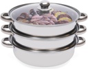 3.1 Quarts Steamer Pots With Lid 2-Tier Multipurpose Stainless Steel Steaming Pot Cookware For Vegetable, Dumpling, Sauce, Food - Triple Bottom, Measurement Line