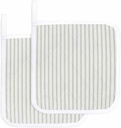 2 Packs Sage Green Stripes Pot Holders Sets for Kitchen,Oven Pan Plate Bowl Pads Heat Proof Mat with Hanging Loop,Boho Minimalist Geometric Vertical Soild Dots Thick Terry Cloth Soft Potholders