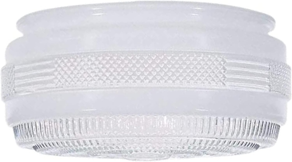 Aspen Creative 23604-01, 6" Clear And White Drum Replacement Glass Shade For Ceiling Fixture, 6"Dia x 3-1/4"H/Fitter 5-5/8"