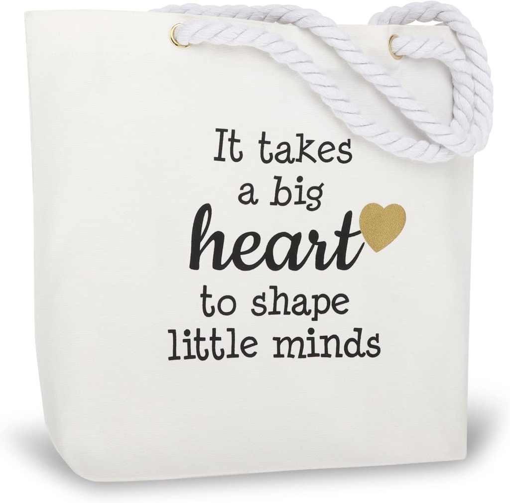 Appreciation Gifts - Best Teacher Gifts for Women - Sturdy, Durable and Washable Teachers Tote with Soft Rope Handle