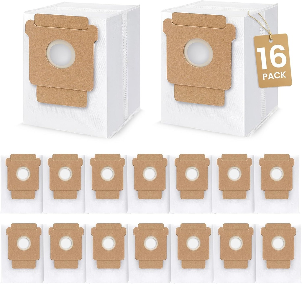 16 Pack Q0520 Dust Bags for iRobot Roomba Vacuum Q0520/105 Vac/104/105 Combo/Plus 405/Plus 505 Combo/Max 705 Vac Robot Vacuum Cleaner Disposable Replacement Bags Accessories